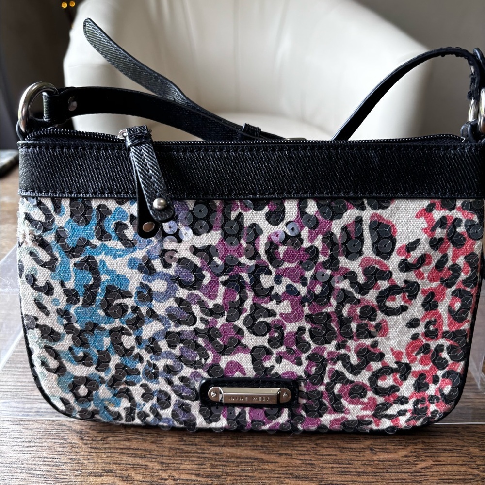 Nine West Sequin‎ Floral Shoulder Bag Y2K Baguette Purse